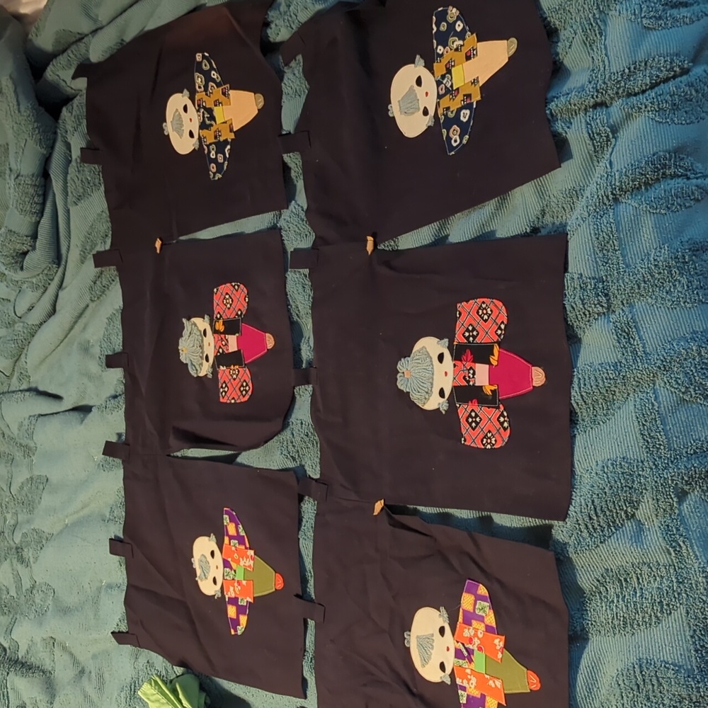 10 panels of Vintage Japanese hand embroidered window valances